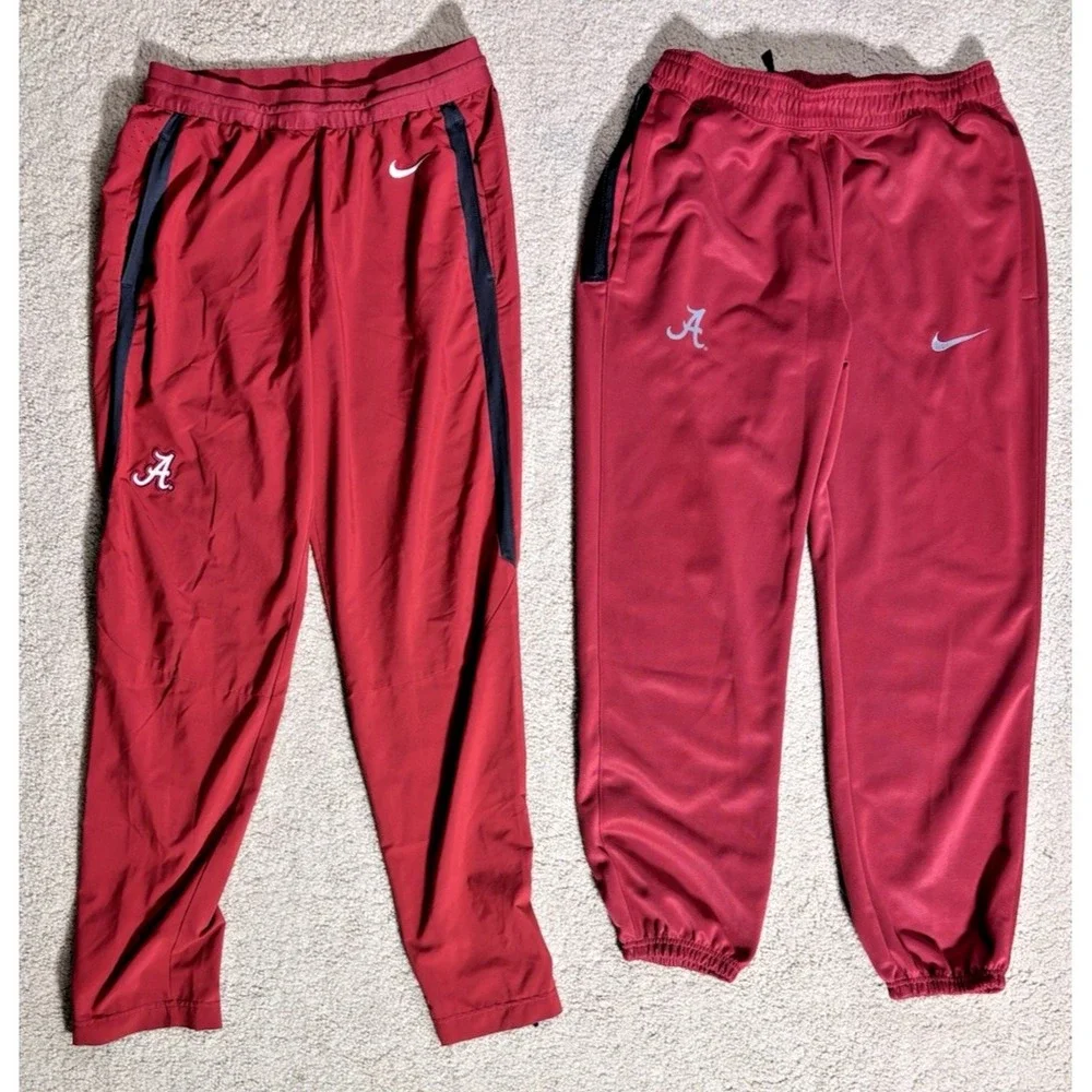 2 Nike Dri-Fit Alabama Crimson Tide Pants - On Field Red Warmup & Lightweight M